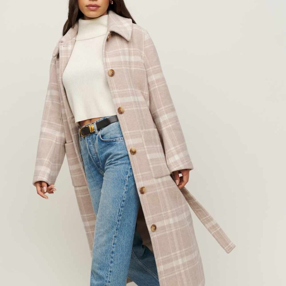 Reformation - NWT Middlefield Coat (Color: Beige Plaid, Size S) MSRP $398